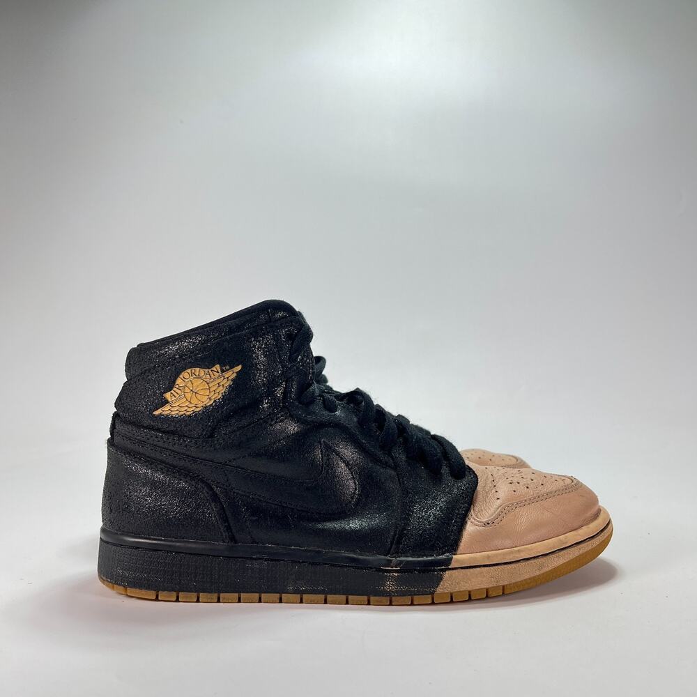 Air Jordan 1 Retro High Premium Black Tan Casual Shoes AH7389-007 Women’s Sz 8.5